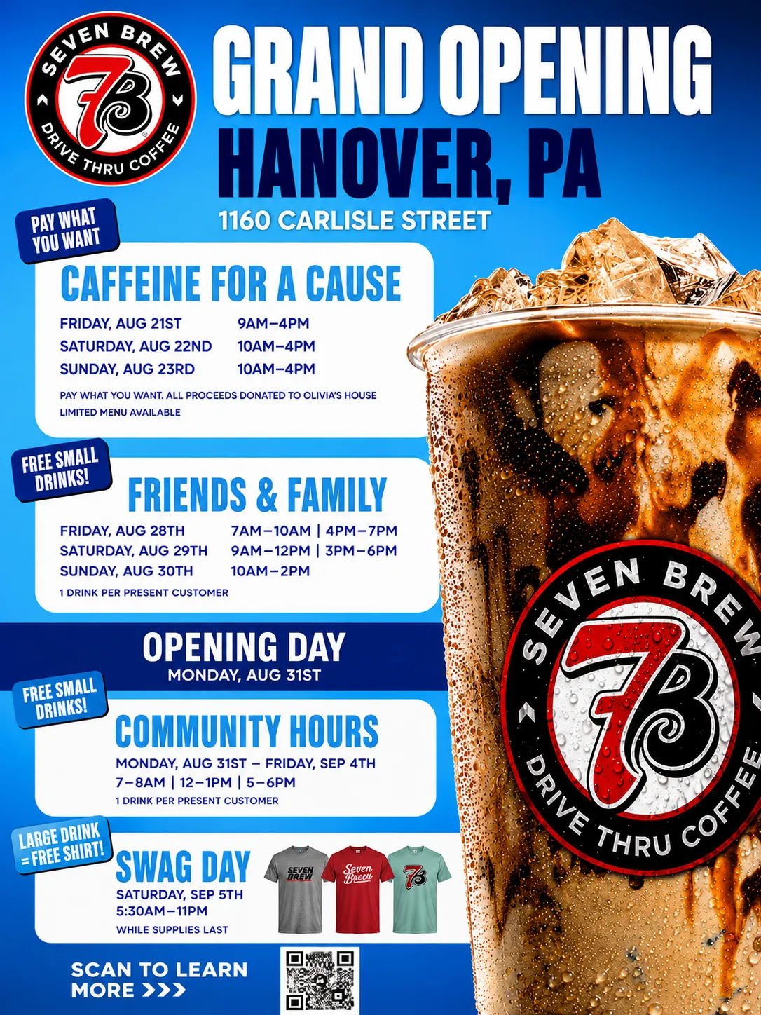 7 Brew Opening Hanover PA Flyer