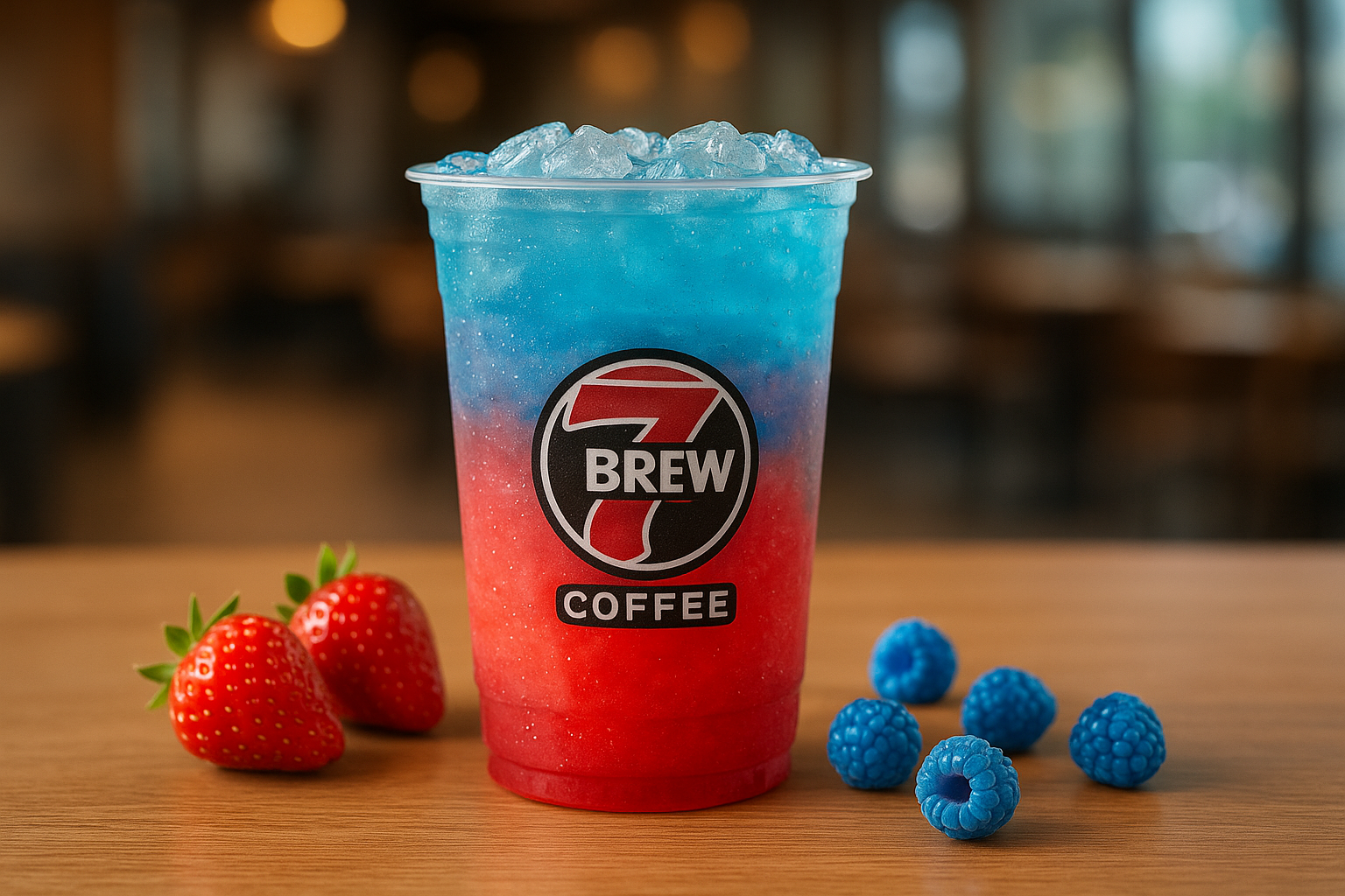 Brewberry7 Brew secret menu drink with Strawberry , Blue Razz flavors