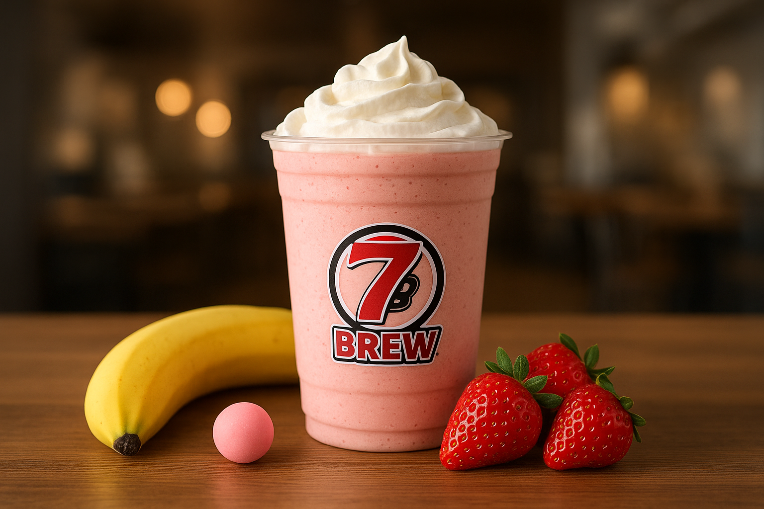 Bubblegum7 Brew secret menu drink with Banana , Strawberry , Vanilla flavors