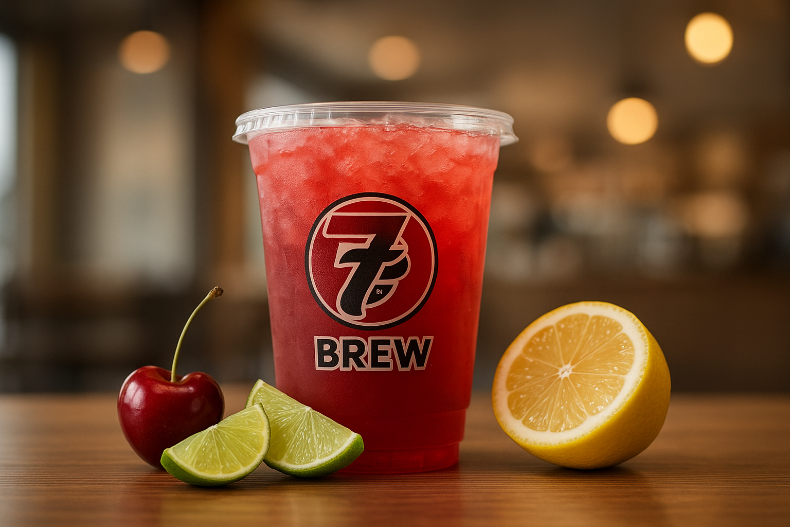 Cherry Limeade7 Brew secret menu drink with Cherry , Lime , Lemon Concentrate flavors