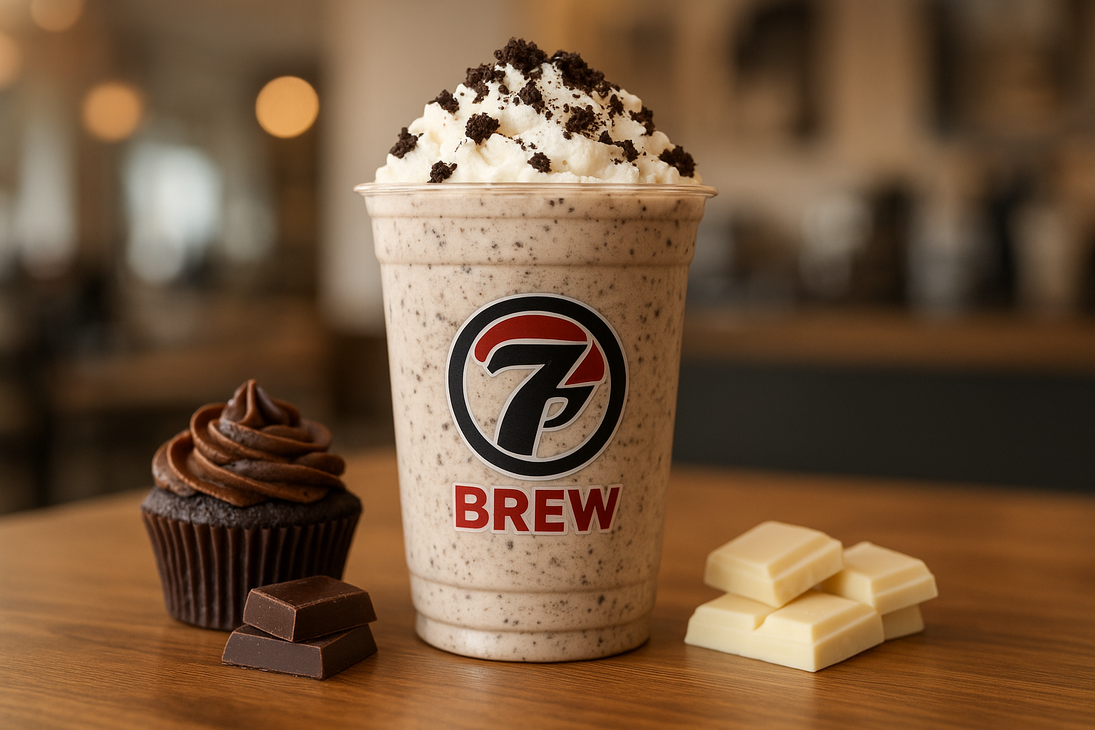 Cookies and Cream7 Brew secret menu drink with Cupcake , Dark Chocolate , White Chocolate flavors