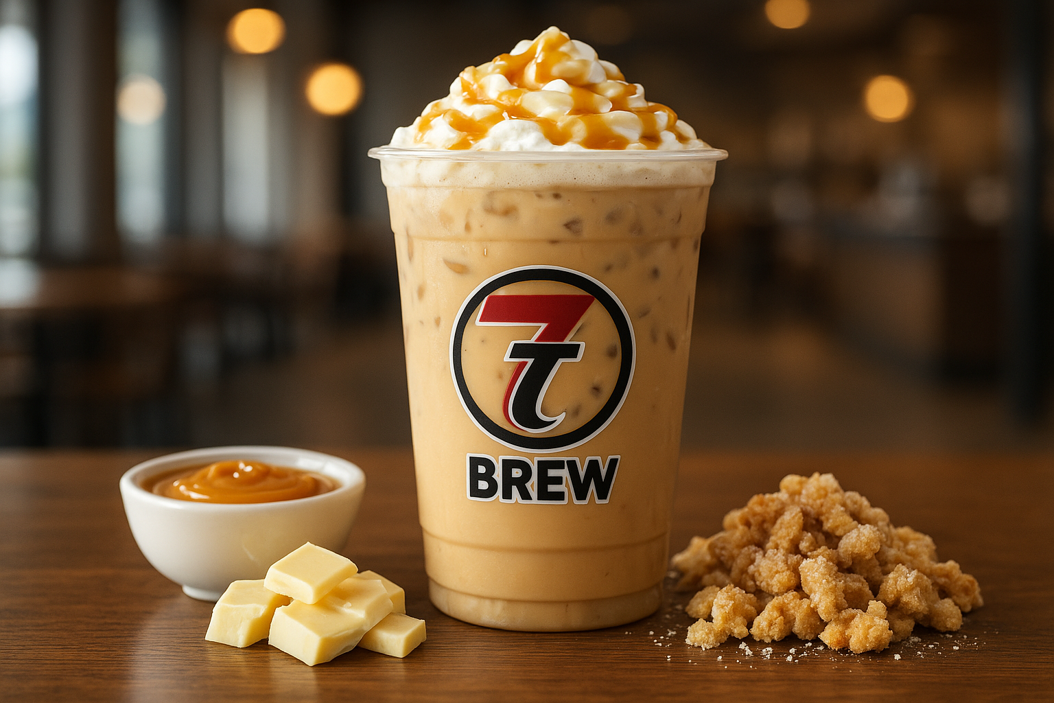 Funnel Cake7 Brew secret menu drink with Salted Caramel , White Chocolate , Vanilla flavors