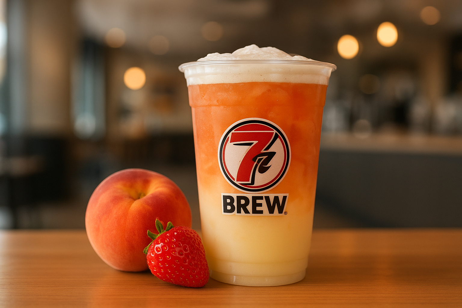 Georgia Peach7 Brew secret menu drink with Peach , Strawberry flavors