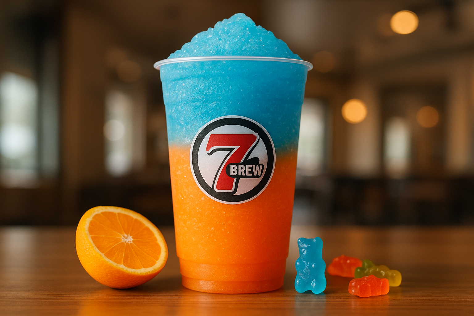 Gummy Bear7 Brew secret menu drink with Orange , Blue Razz flavors