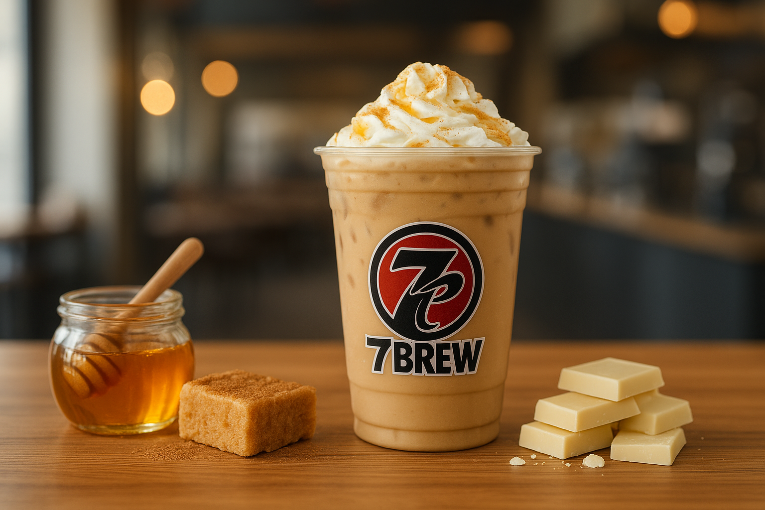 Honey Bun7 Brew secret menu drink with Brown Sugar Cinnamon , Honey , White Chocolate flavors