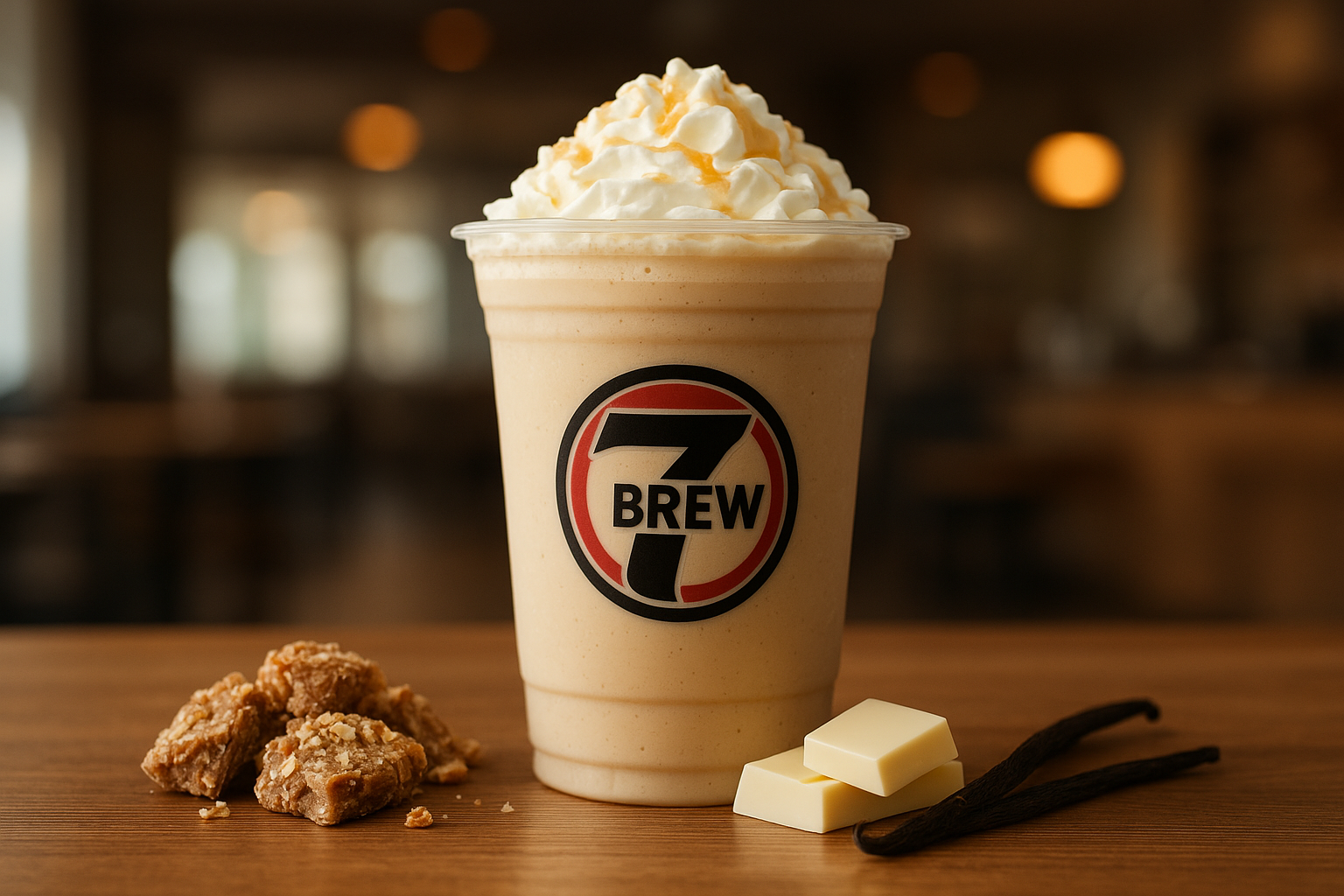 Santas Cookie7 Brew secret menu drink with Almond Roca , Vanilla , White Chocolate flavors