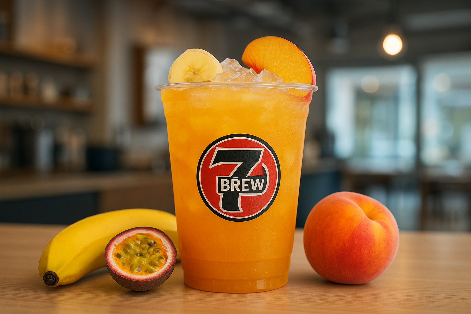 Summer Breeze7 Brew secret menu drink with Banana , Passionfruit , Peach flavors