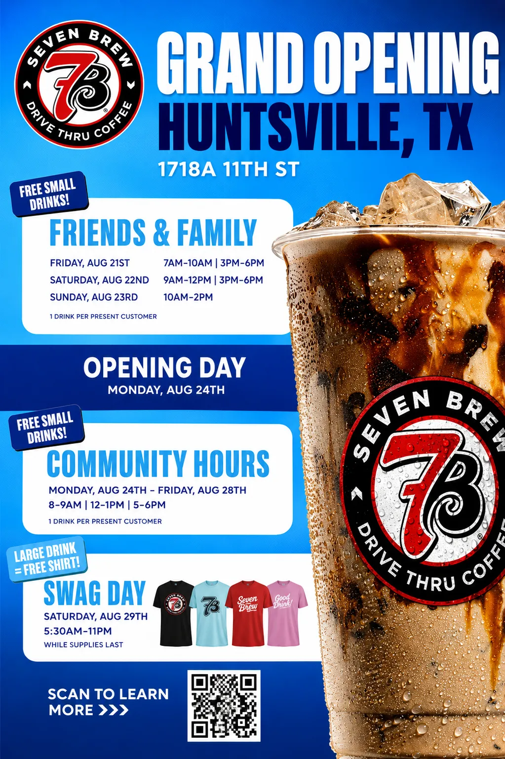7 Brew Hunstville Texas Opening