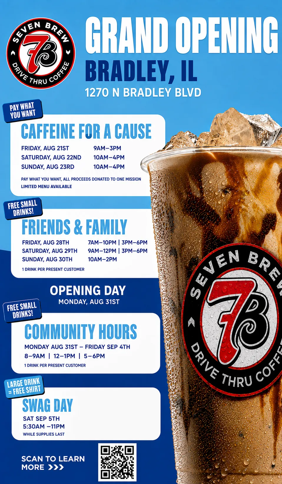 7 Brew Opening Bradley, IL
