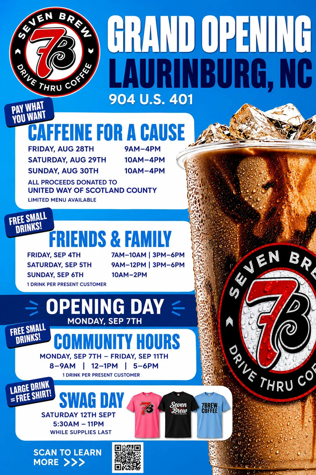 7 Brew Opening Laurinburg, NC