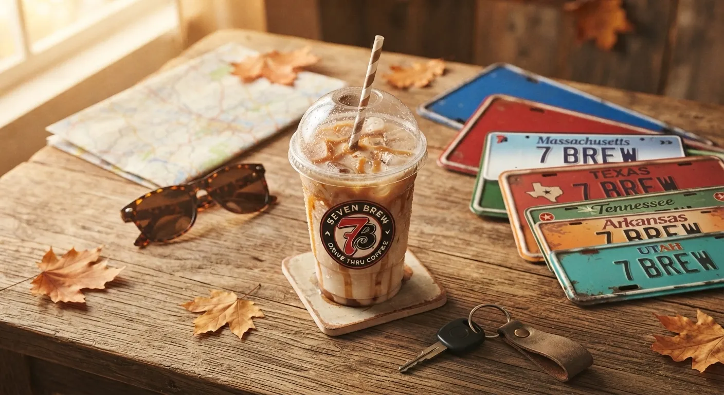 7 Brew National Coffee Day free state license plate sticker promotion, September 29, with any drink purchase